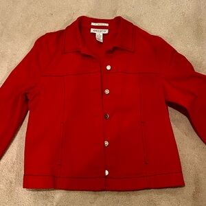 Jones Wear Cherry Red Cotton Jean Jacket M